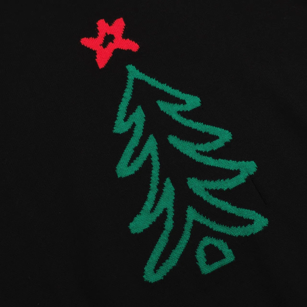 Women's black Christmas tree striped sweater