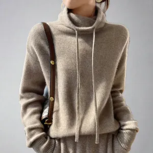 Women's Cozy Cashmere Turtleneck Jumper with Drawstring | Ideal for Autumn/Winter