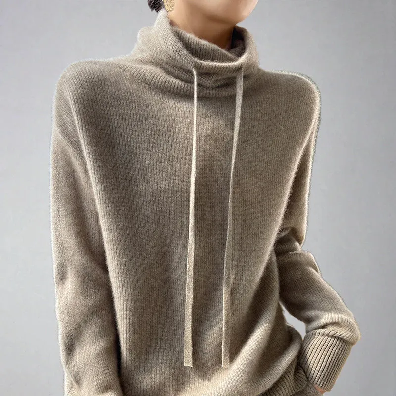 Women's Cozy Cashmere Turtleneck Jumper with Drawstring | Ideal for Autumn/Winter