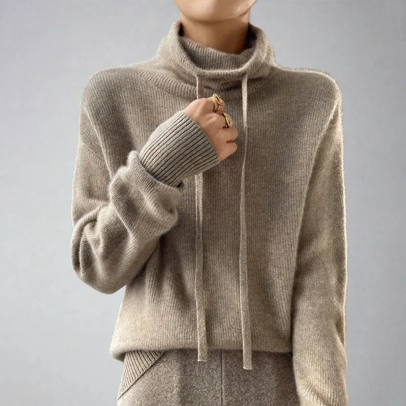 Women's Cozy Cashmere Turtleneck Jumper with Drawstring | Ideal for Autumn/Winter