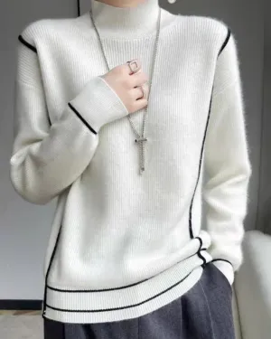 Women's Elegant Mock Neck Woolen Jumper  | Ideal for Autumn/Winter