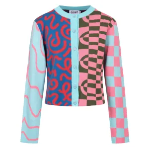 Women's multi-colored patterned art cardigan sweater