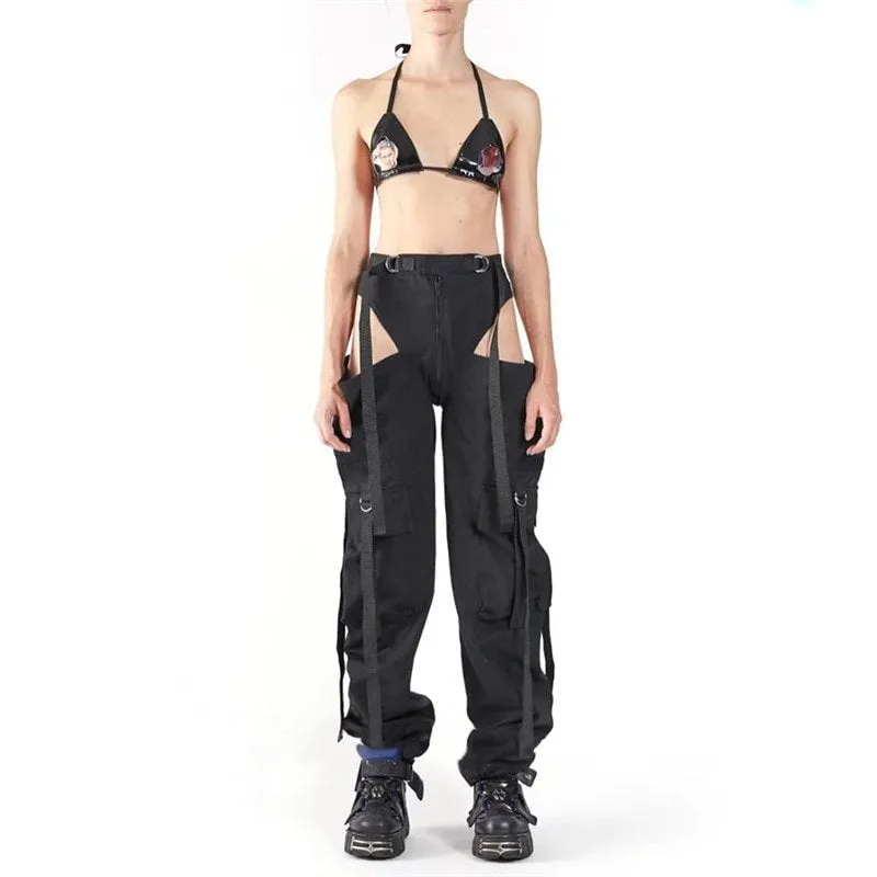 Women's Spring/Autumn Casual Straight Wide Leg Cargo Pants