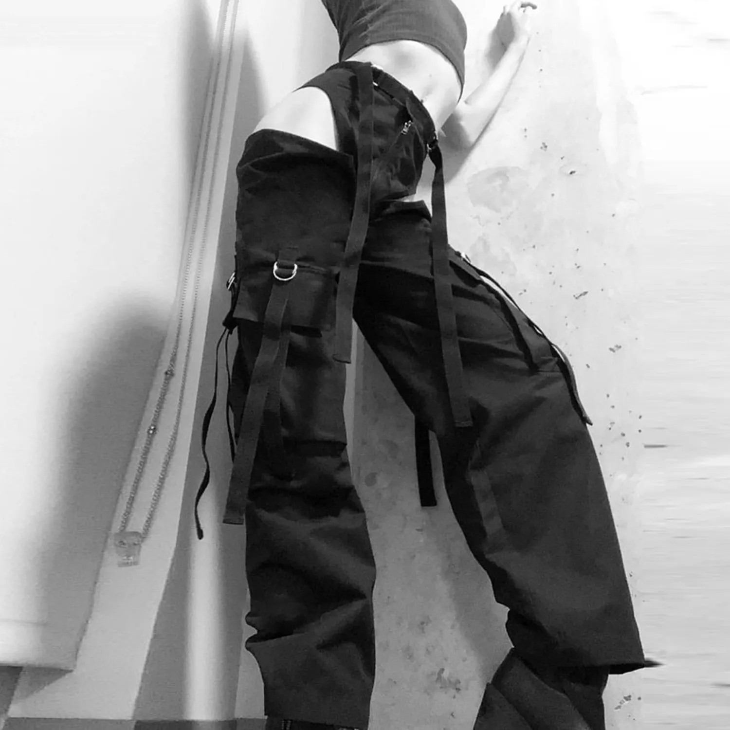 Women's Spring/Autumn Casual Straight Wide Leg Cargo Pants