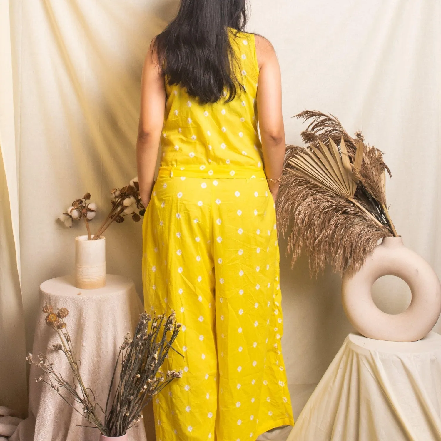 Yellow Bandhani Jumpsuit