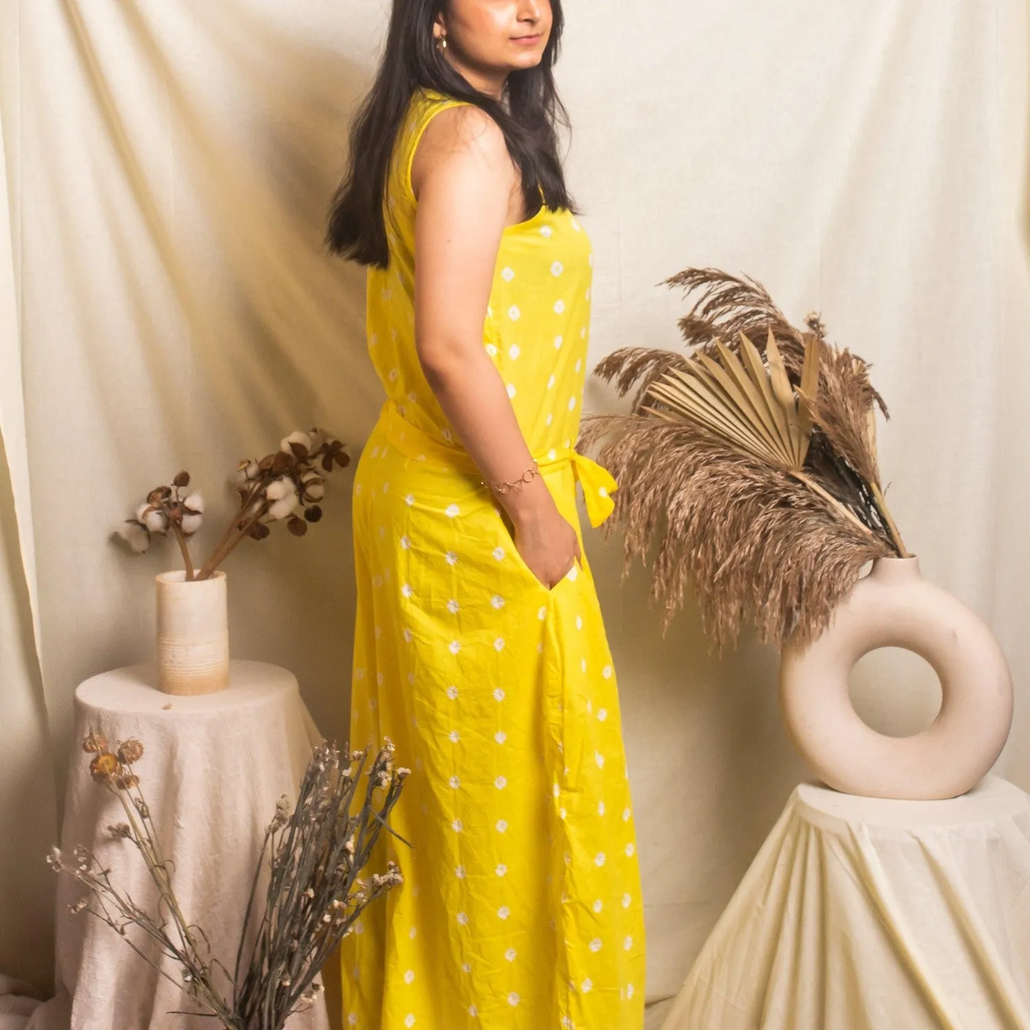 Yellow Bandhani Jumpsuit