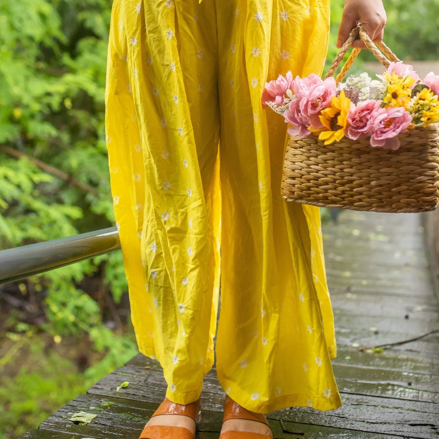 Yellow Bandhani Jumpsuit
